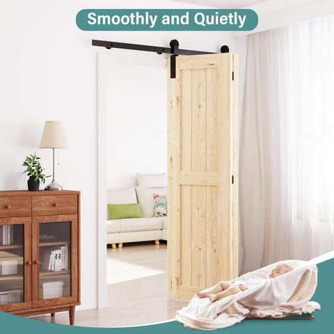 Heavy Duty Bifold Barn Door Hardware Kit For Closet, 60 Inch Track Folding System For Max Two 29 Inch Panels, installed view