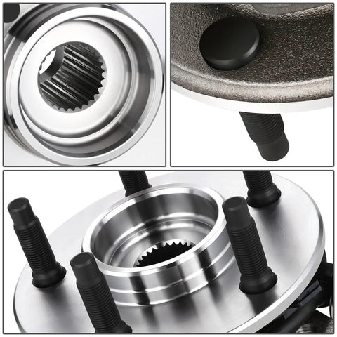 Close-up views of Front Wheel Bearing Hub Assembly With ABS Sensor For Ford Ranger 2009 2010 2011 And Mazda B4000 2003 2010 4x4 4WD Steel Construction Replacement Part Interchange 295129 515129 WE61913