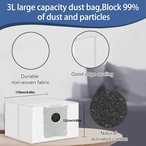 3L dust bag for Replacement Accessories Kit For Ecovacs Deebot X8 Pro Omni with non-woven fabric, good sealing, natural activated carbon