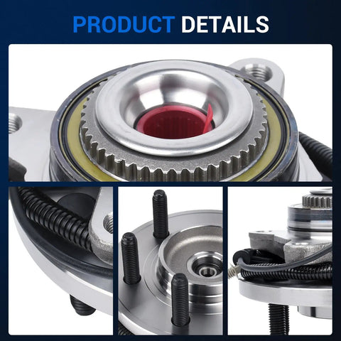 Front Wheel Hub And Bearing Assembly For 2009 2010 Ford F150 4WD 6 Lug ABS Front Axle Replacement 7.2 Inch Flange Diameter close-up