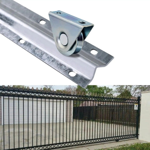 Galvanized Inverted Sliding Door Track, 12 Ft Rail For Sliding Doors And Driveway Gates, Heavy Duty Railing Track