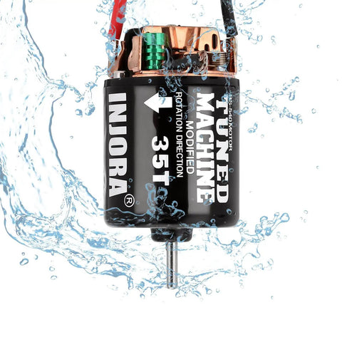 540 Brushed Motor 35T Waterproof For 1 By 10 RC Crawler Cars with direct solder tabs and water splash around it