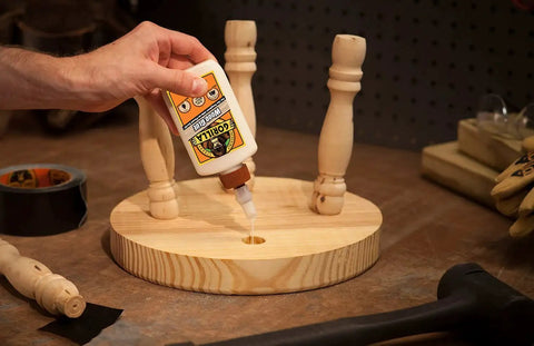 Applying Wood Glue 8 Ounce Bottle Natural Wood Color Indoor and Outdoor Water Resistant Bond for Woodworking Projects and Repairs