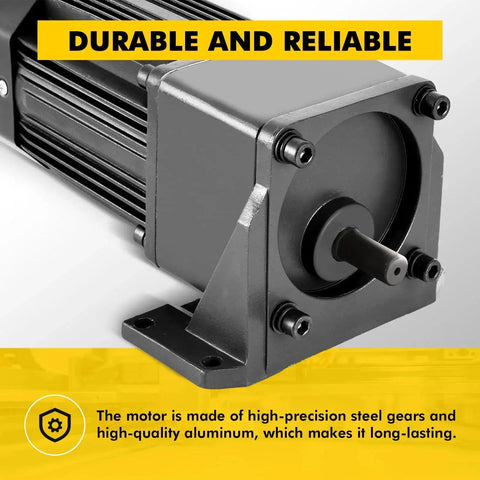 Close-up of Heavy Duty 250W AC Motor With Gearbox And Bracket, featuring a 15mm shaft, shown in a durable and reliable design.