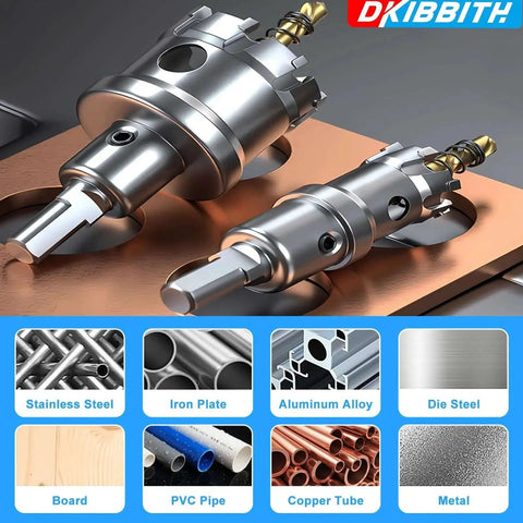 Pro Grade Two Pack 3/4 Inch Tungsten Carbide Tipped Hole Saw Set For Stainless Steel, Mild Steel, Copper, Iron, Brass And Plastic With Titanium Plated Pilot Bits, Heavy Duty 0.47 Inch Cutting Depth, Includes 3/8 Inch Arbor