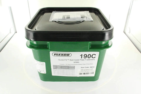 190C Quick Fit Bolt Solid Plate Belt Fasteners Pail Of 100 Sets With Bonus Nails And Assembly Video, green container