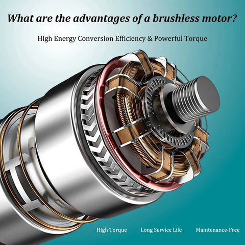 Close-up of a powerful brushless motor highlighting high energy efficiency and torque, used in the Cordless Electric Hydraulic Hole Punch.