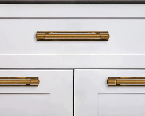 Antique Brass Cabinet Pull Set 5 Pack 3 Inch Center To Center Backplates With Base Plate Zinc Alloy Vintage Kitchen Handles on drawers