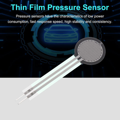 Meccanixity FSR402B thin-film pressure sensor pad, circular gray diaphragm on white flex PCB with metal terminals, 2-pack