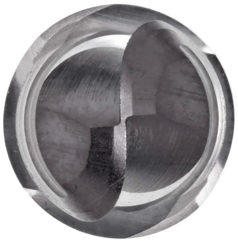 High Speed Steel Ball Nose End Mill for Radius Slots and Fillets with Weldon Shank and Bright Finish, front view