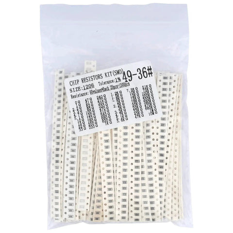 SMD chip resistor kit 1206, 1500 pcs, 60 values, 0-10MΩ, 1/4W, ±1% tolerance