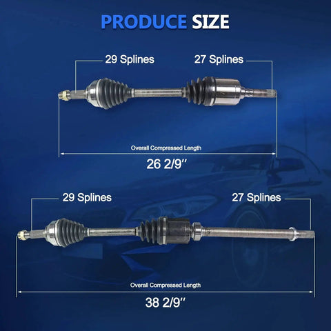 CV Axle Assembly Front Left And Right For Nissan Rogue AWD 2 5L I4 Auto CVT 2008 2015 Replacement Shaft Kit size chart