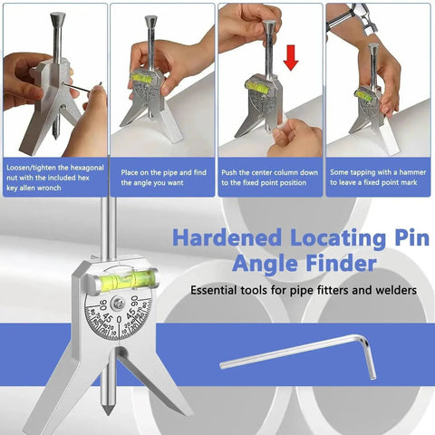 Pipe Center Finder For Pipefitter Tools With Centering Head And 4 Inch Y Type Base Adjustable Dial Bubble Protractor