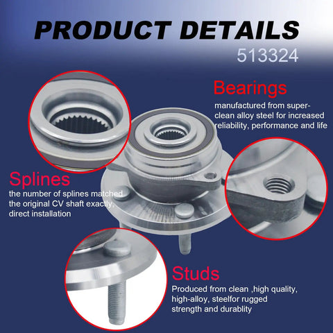 Front Wheel Bearing And Hub Assembly 5 Lug 513324 Fits Jeep Grand Cherokee 2011 2021 And Dodge Durango 2011 2023 details view