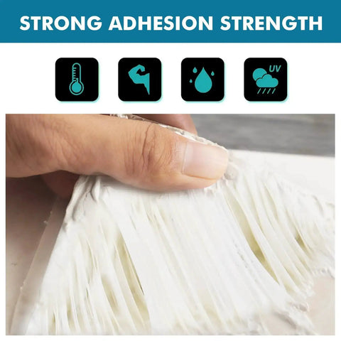 Close-up of Outdoor Waterproof TPO Butyl Tape 3.94 Inch by 16.4 Feet by 1.6 mm with hand showing adhesion strength.