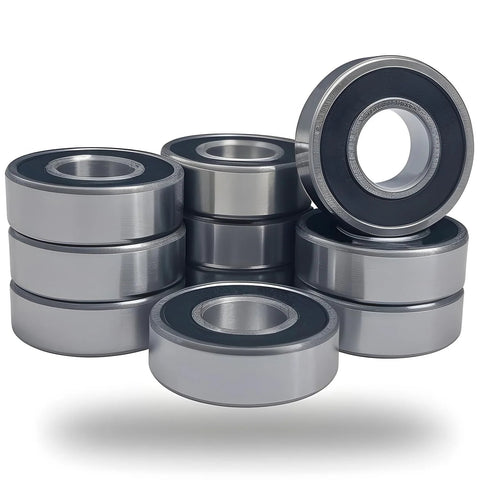 10-pack R6-2RS bearings, 3/8 in ID x 7/8 in OD, double rubber-sealed miniature deep groove ball bearings