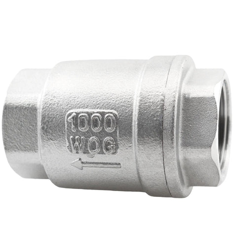 Stainless steel 3/4 in threaded check valve, inline spring lift, non-return valve