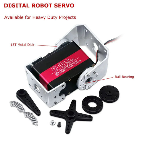 ANNIMOS pack of 2 60 kg high-torque digital robot servos with aluminum mounting brackets