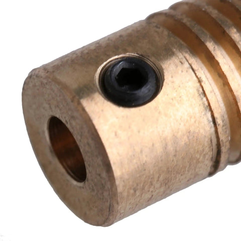 Close-up of brass gear shaft from 0.5 Modulus Brass Gear Reducer Set with 4mm bore, ideal for small machines and DIY projects.