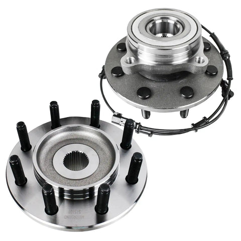 Front Wheel Bearing And Hub Assembly 8 Lug 4WD With ABS Pair For Dodge Ram 1500 2500 3500 2006 To 2008 front and back view