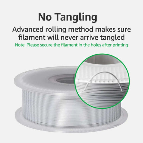 Jade White 1.75mm PLA 3D Printing Filament With Accuracy Within 0.03 mm No Warping Or Tangling Fast Printing On A Reusable 1kg Spool RFID Ready For Smooth High Quality Desktop 3D Projects, showing spool detail highlighting anti-tangle features.