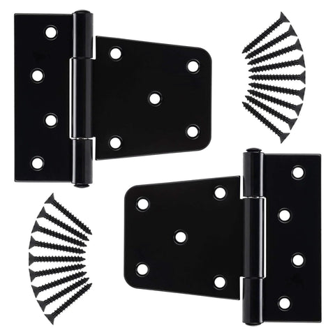 3.5 Inch Heavy Duty Gate Hinges Black Strap Hinges for Indoor Outdoor Use Durable Fence Gate Hardware Kit 2 Pack with Screws