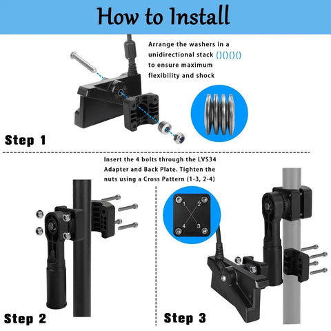 Installation steps for Zero Degree Perspective Mount For Trolling Motor Shafts And Poles Compatible With LVS34 Transducers