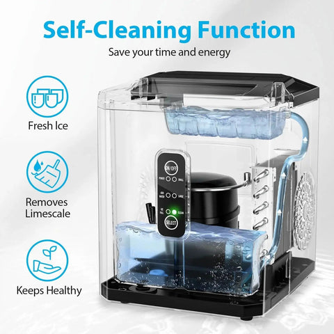 Countertop Ice Maker 9 Ice Cubes In 6 Minutes 26 Lb Per Day Self Cleaning with clear design and control panel view