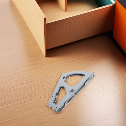 Two Piece Stainless Steel Shoe Cabinet Turning Rack Hinges With High Load Capacity on wooden surface near drawer