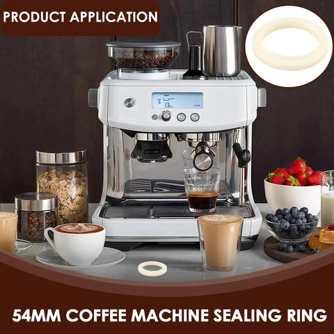 Espresso machine with 2 Pack 54mm Silicone Steam Ring For Espresso Machines, Grouphead Gasket Replacement in kitchen setting