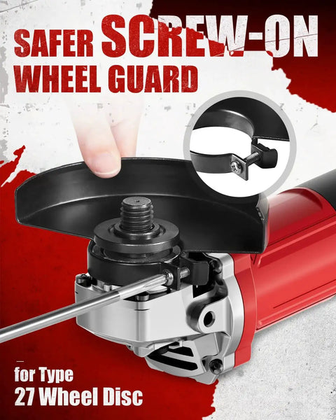 Powerful Four Point Five Inch Angle Grinder With 750 Watt Motor 11500 RPM Six Point Five Amp Includes Grinding And Cutting Wheels