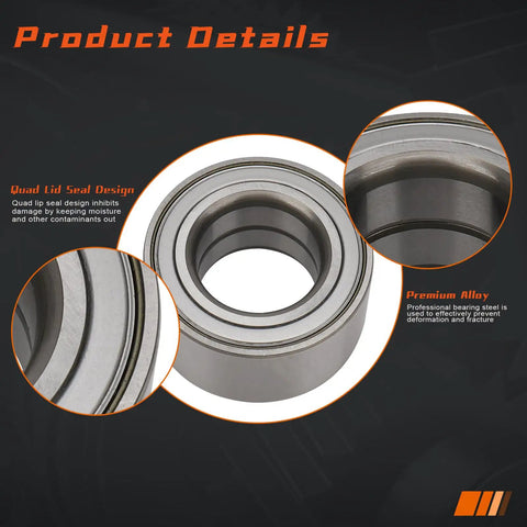 2 Pack Front Wheel Hub Bearing 510061 direct fit for 2000-2006 Nissan Sentra, 2002-2007 Mitsubishi Lancer, metal close-up