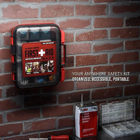 Wall-mounted Comprehensive 400 Piece OSHA ANSI First Aid Kit Type III Class A Medical Supply for worksites by Everlit