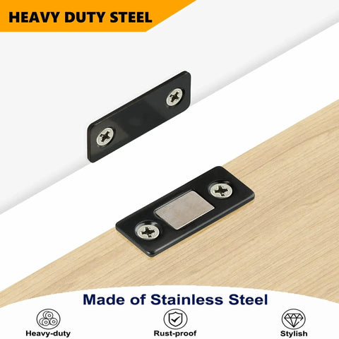Ultra Thin Stainless Steel Magnetic Cabinet Catch 4 Pack With Adhesive Mount For Doors Drawers And Closets Matte Black Finish