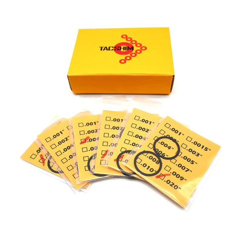Black 5/8x24 Barrel Shim Kit For.308, 7.62mm, 300BLK,.30 Cal, 14 Pack With Stainless Steel Shims In Six Different Thicknesses