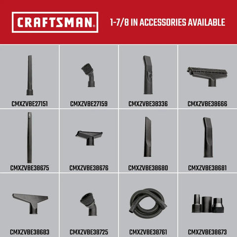 Craftsman vacuum attachments for 9 Gallon Wet Dry Shop Vacuum With 4.25 Peak HP, Portable Cleaner, various nozzle types