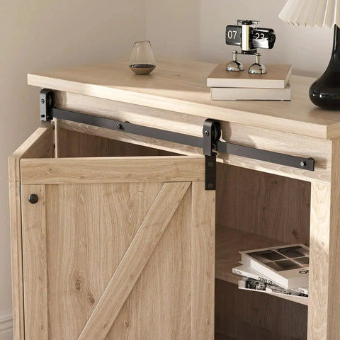 36 Inch Mini Bifold Barn Door Hardware Kit For Closet And Cabinet Sliding Track System fits up to two 16 Inch folding panels.