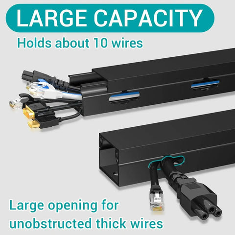 Magnetic Cable Management Raceway Kit Easy Install For Under Desk With Upgraded Aesthetic Large Hole For Thick Cables Cord Organizer