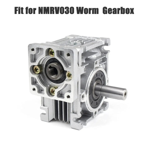Front view of NMRV030 single output shaft for RV030 worm reducer gearbox with 14mm output diameter and 100mm length, alloy steel construction.