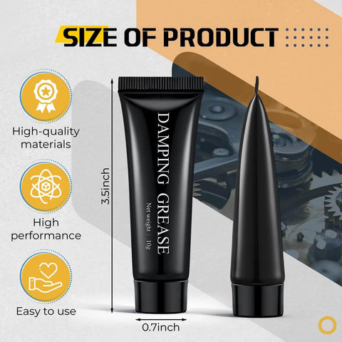 Two Tubes 10G Synthetic Damping Grease For Optical Instruments Household Appliances And Rolling Parts Keeps Things Quiet And Smooth For Gears Bearings And DIY Home Maintenance, front and side view of black tubes