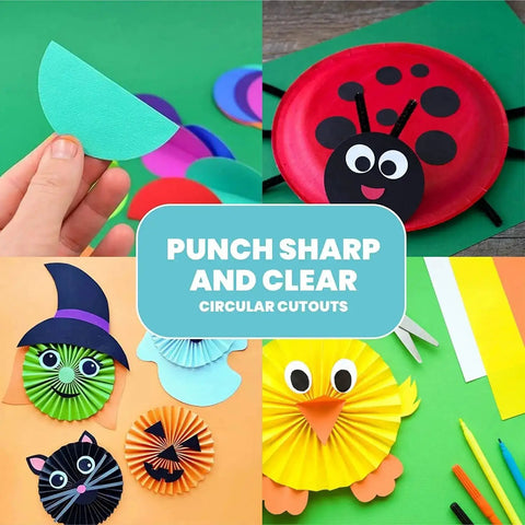 3 Inch Circle Punch For Scrapbooking Card Making And DIY Craft Projects With Ergonomic Spring Action Lever Delivers Crisp Circles Every Time Great For Photos Albums And Greeting Cards In Classic White, showing vibrant paper crafts.