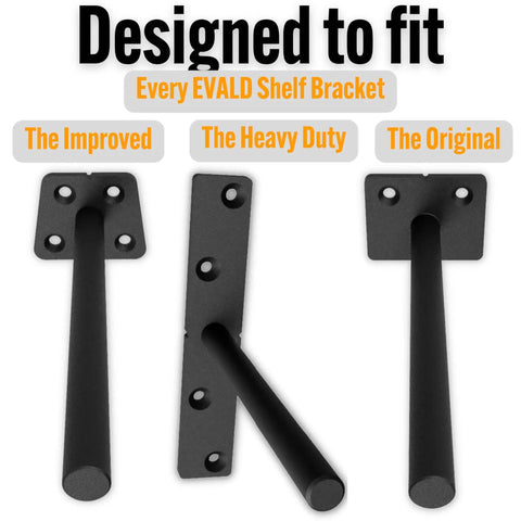 Doweling Jig Kit For Floating Shelf Brackets With Self Centering Drill Guide And One Half Inch By Nine Point Eight Inch Drill Bit Doweling Jig For Shelves And Mantels Hidden Hardware Kit For Clean Strong Floating Shelves DIY Woodworking Tool shown with various EVALD shelf bracket designs.