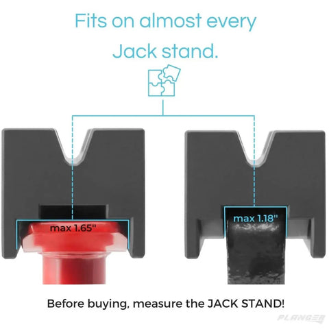 Protect Pad Rubber Axle Stand Pad For Car Jacking with max 1.65" and 1.18" fitting, preventing frame scratches and slips.