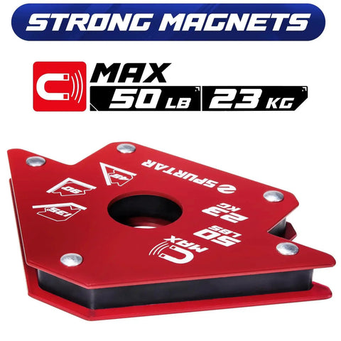 Heavy Duty Welding Magnets Set 50 Lbs Each Four Pack With Clamps For Hands Free Welding Magnetic Holder Squares Attachable At 45 Degree 90 Degree And 135 Degree Angles For Precise Positioning Spurtar