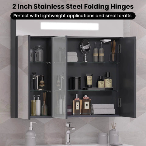ZIUZI 16 Pcs small stainless steel 2-inch folding hinges with 96 screws in black for home furniture hardware