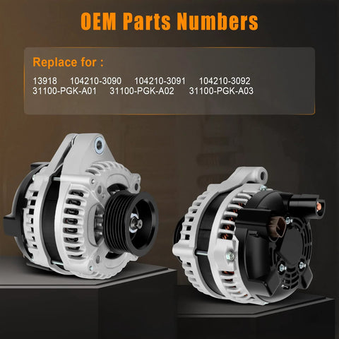 Beefy 130 Amp Alternator Replacement For Honda Pilot 2003-2004, Odyssey 2002-2004, Acura MDX 2001-2002 V6 3.5L Drop-In Fit
