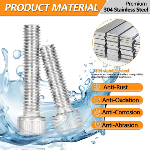 Beefy Heavy Duty 448 Pcs Metric Hex Bolt And Nut Assortment Set M5 M6 M8 Stainless Steel with anti-corrosion features