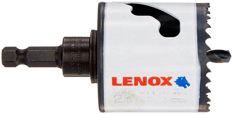 Beefy Bi-Metal Speed Slot Arbored Hole Saw With T3 Technology Delivers 2X Durability And 50 Percent Longer Life 2-1/16 Inch Cutting Capacity For Fast Clean Metal Cuts Through Steel Aluminum And More Easy Plug Ejection Lenox Tools, side view
