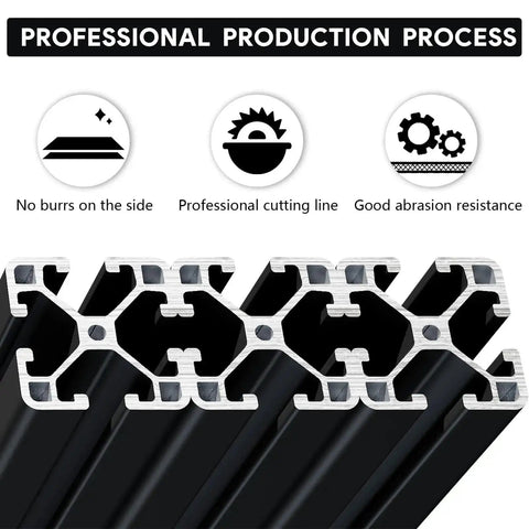 Four Pack 4040 T Slot Aluminum Extrusion Profiles In Anodized Black For European Standard Framing And Linear Motion Guide Rails