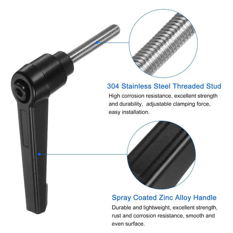 2 Pieces Clamping Lever Handles M5 By 30mm 304 Stainless Steel Threaded Male Stud Adjustable Locking Quick Release Ratchet Push Button Bolt Knobs